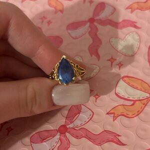 Elegant Blue Teardrop Ring